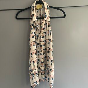 Mauve summer top with great lipstick fabric